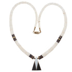 Vintage Santo domingo Heishi necklace, shell, Jet, brass - Estate Fresh Austin