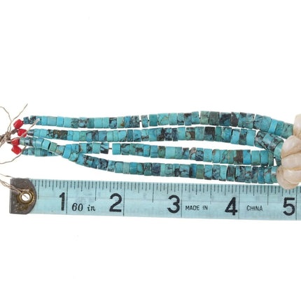 Vintage Santo Domingo Pilot Mountain turquoise/shell Heishi jaclas x - Estate Fresh Austin