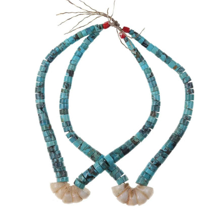 Vintage Santo Domingo Pilot Mountain turquoise/shell Heishi jaclas x - Estate Fresh Austin