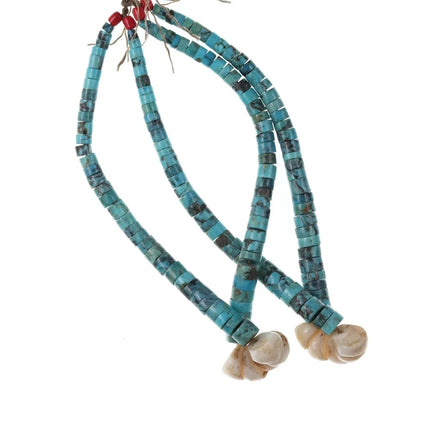 Vintage Santo Domingo Pilot Mountain turquoise/shell Heishi jaclas x - Estate Fresh Austin