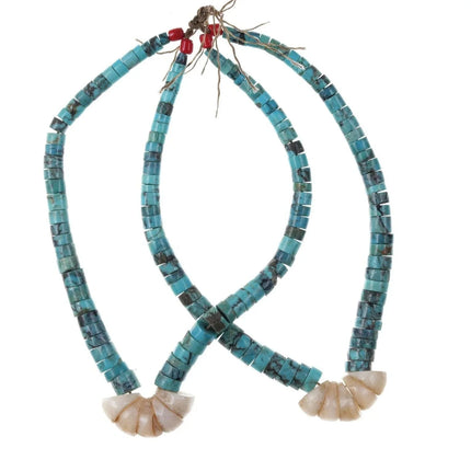 Vintage Santo Domingo Pilot Mountain turquoise/shell Heishi jaclas x - Estate Fresh Austin