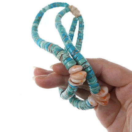 Vintage Santo Domingo Pilot Mountain turquoise/shell Heishi jaw claws - Estate Fresh Austin