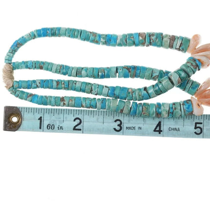 Vintage Santo Domingo Pilot Mountain turquoise/shell Heishi jaw claws - Estate Fresh Austin
