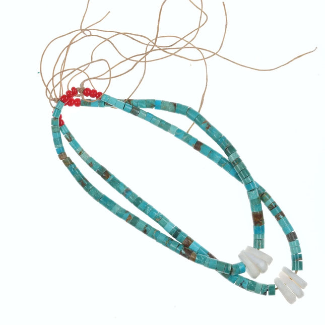 Vintage Santo Domingo turquoise and shell Jaclas heishi necklace - Estate Fresh Austin