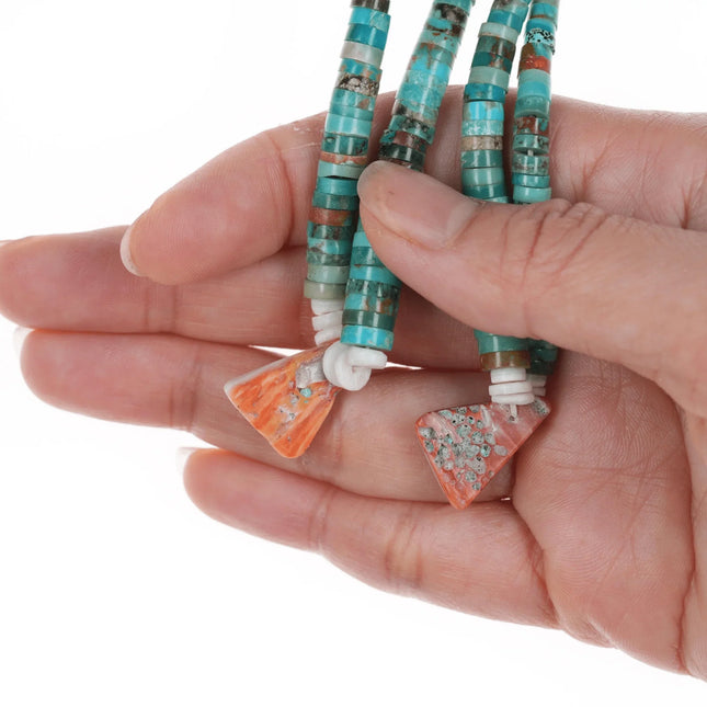 Vintage Santo Domingo turquoise, coral, and spiny oyster Jaclas - Estate Fresh Austin