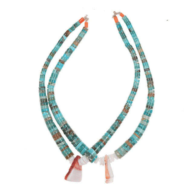 Vintage Santo Domingo turquoise, coral, and spiny oyster Jaclas - Estate Fresh Austin