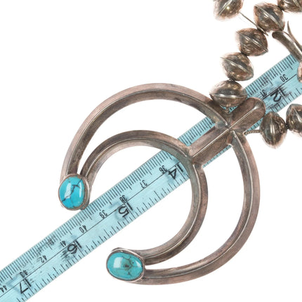 Vintage Silver liberty dimes beaded squash blossom necklace w/turquoise - Estate Fresh Austin