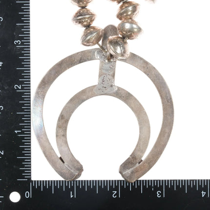 Vintage Silver liberty dimes beaded squash blossom necklace w/turquoise - Estate Fresh Austin