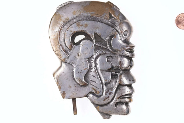 Vintage Silvered Bronze Aztec Head - Estate Fresh Austin