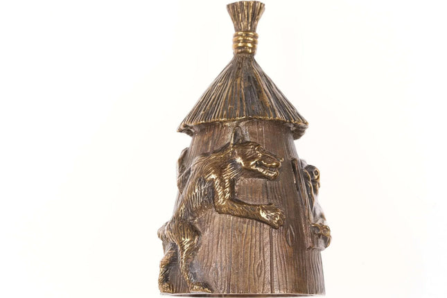Vintage Solid Bronze Table Bell Big Bad Wolf and Three little pigs - Estate Fresh Austin