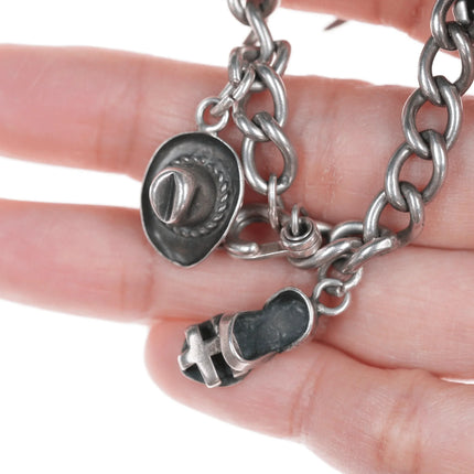Vintage Southwestern/ Gold Mining Sterling silver charm bracelet - Estate Fresh Austin