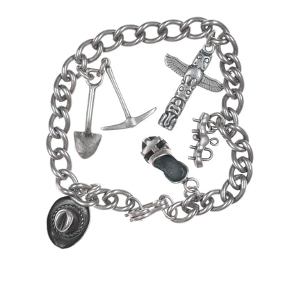 Vintage Southwestern/ Gold Mining Sterling silver charm bracelet - Estate Fresh Austin