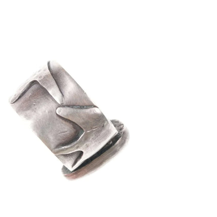 Vintage Southwestern Modernist Give Love Sterling/turquoise hippy ring - Estate Fresh Austin