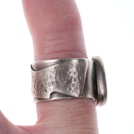 Vintage Southwestern Modernist Give Love Sterling/turquoise hippy ring - Estate Fresh Austin