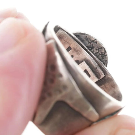 Vintage Southwestern Modernist Give Love Sterling/turquoise hippy ring - Estate Fresh Austin