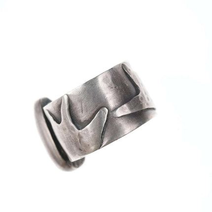 Vintage Southwestern Modernist Give Love Sterling/turquoise hippy ring - Estate Fresh Austin