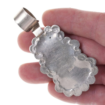 Vintage Southwestern Stamped sterling and turquoise pendant - Estate Fresh Austin