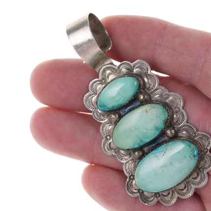 Vintage Southwestern Stamped sterling and turquoise pendant - Estate Fresh Austin