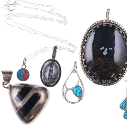 Vintage southwestern sterling and stone pendant lot - Estate Fresh Austin