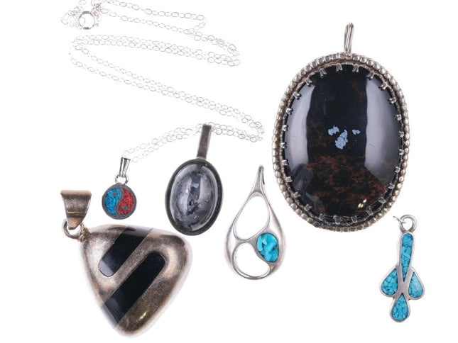 Vintage southwestern sterling and stone pendant lot - Estate Fresh Austin