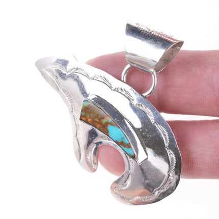 Vintage Southwestern sterling and turquoise bear pendant - Estate Fresh Austin
