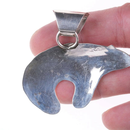 Vintage Southwestern sterling and turquoise bear pendant - Estate Fresh Austin