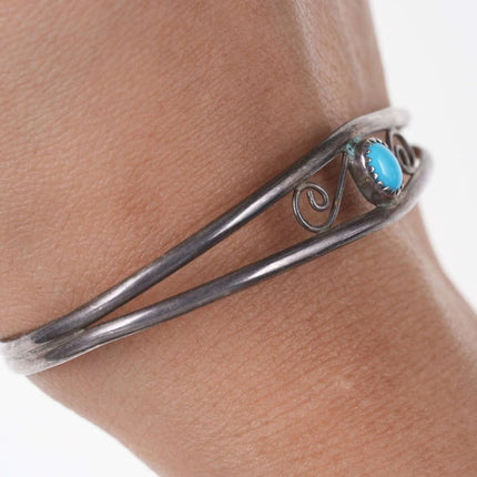 6.375" Vintage southwestern sterling and turquoise cuff bracelet - Estate Fresh Austin
