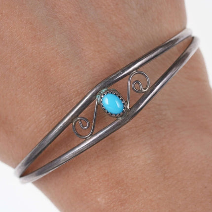 6.375" Vintage southwestern sterling and turquoise cuff bracelet - Estate Fresh Austin