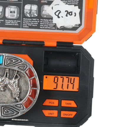 Vintage Southwestern sterling, turquoise, and agate horeshoe belt buckle - Estate Fresh Austin