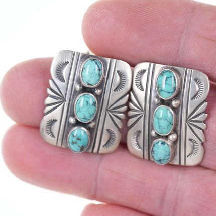 Vintage Southwestern sterling turquoise howlite clip-on earrings - Estate Fresh Austin