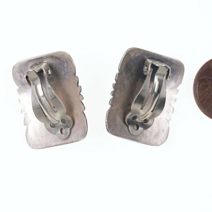 Vintage Southwestern sterling turquoise howlite clip-on earrings - Estate Fresh Austin