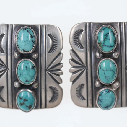Vintage Southwestern sterling turquoise howlite clip-on earrings - Estate Fresh Austin
