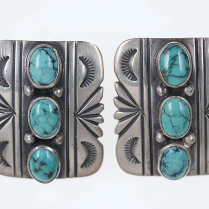 Vintage Southwestern sterling turquoise howlite clip-on earrings - Estate Fresh Austin