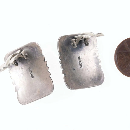 Vintage Southwestern sterling turquoise howlite clip-on earrings - Estate Fresh Austin