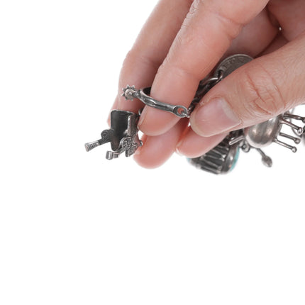 Vintage Southwestern/Native American Sterling and turquoise charm bracelet - Estate Fresh Austin