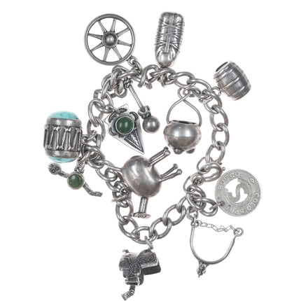 Vintage Southwestern/Native American Sterling and turquoise charm bracelet - Estate Fresh Austin