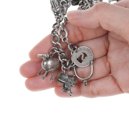 Vintage Southwestern/Native American Sterling and turquoise charm bracelet - Estate Fresh Austin