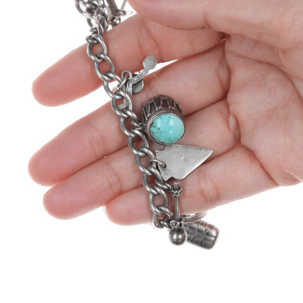 Vintage Southwestern/Native American Sterling and turquoise charm bracelet - Estate Fresh Austin