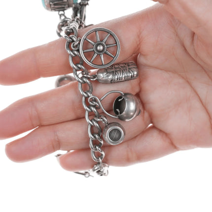 Vintage Southwestern/Native American Sterling and turquoise charm bracelet - Estate Fresh Austin