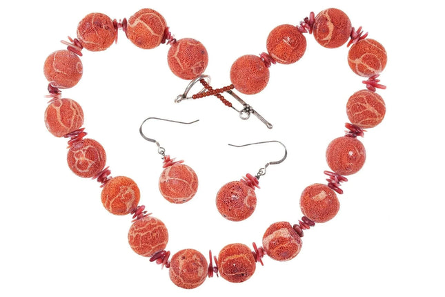 Vintage Sponge and Branch Coral Necklace and Earrings set - Estate Fresh Austin