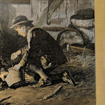 Vintage Steel Engraving on a bronze Sheet Coleccion Familia Aranda 1857 Boy Baby - Estate Fresh Austin