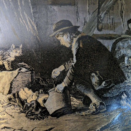 Vintage Steel Engraving on a bronze Sheet Coleccion Familia Aranda 1857 Boy Baby - Estate Fresh Austin