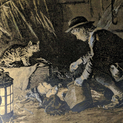 Vintage Steel Engraving on a bronze Sheet Coleccion Familia Aranda 1857 Boy Baby - Estate Fresh Austin