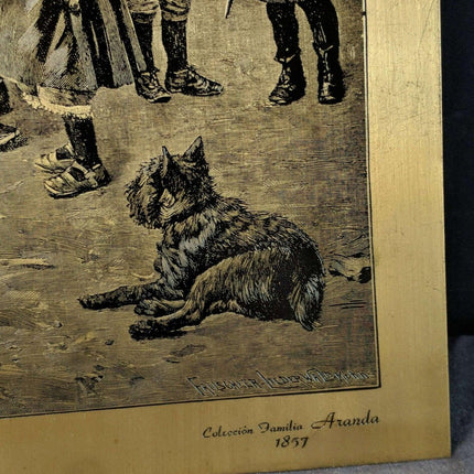 Vintage Steel Engraving on a bronze Sheet Coleccion Familia Aranda 1857 Children - Estate Fresh Austin