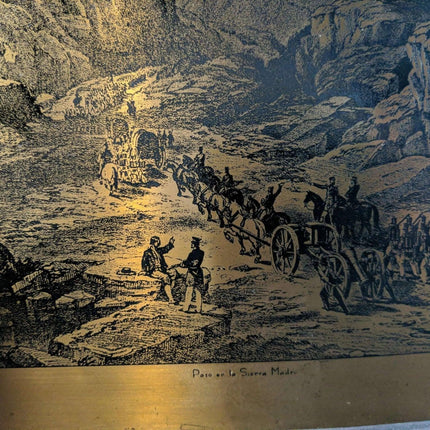 Vintage Steel Engraving on a bronze Sheet Coleccion Familia Aranda 1857 Pass in - Estate Fresh Austin