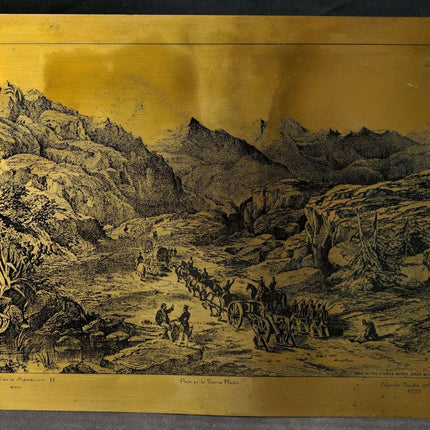 Vintage Steel Engraving on a bronze Sheet Coleccion Familia Aranda 1857 Pass in - Estate Fresh Austin
