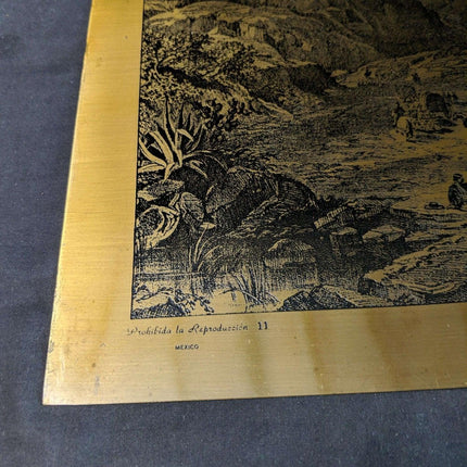 Vintage Steel Engraving on a bronze Sheet Coleccion Familia Aranda 1857 Pass in - Estate Fresh Austin