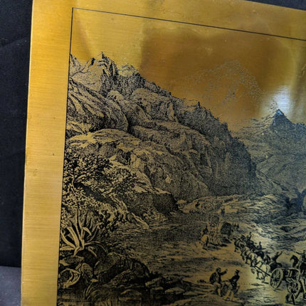 Vintage Steel Engraving on a bronze Sheet Coleccion Familia Aranda 1857 Pass in - Estate Fresh Austin