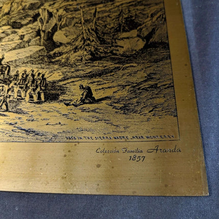 Vintage Steel Engraving on a bronze Sheet Coleccion Familia Aranda 1857 Pass in - Estate Fresh Austin