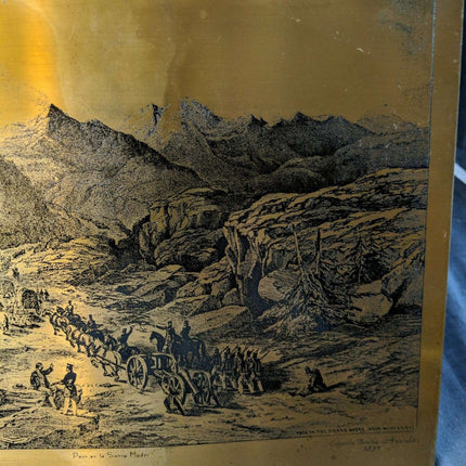 Vintage Steel Engraving on a bronze Sheet Coleccion Familia Aranda 1857 Pass in - Estate Fresh Austin
